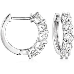 Ross-Simons 1.00 ct. t.w. Lab-Grown Diamond 5-Stone Hoop Earrings in 14kt White Gold in Kuwait