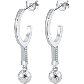 Pickleball Hoopla Drop Earrings for Women - 925 Sterling Silver Hoop Earrings Embellished With Cubic Zirconia | Birthday Gift for Her and Pickleball Players, Mother's day