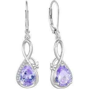 Butterfly Dangle Earrings for Women 925 Sterling Silver Infinity Birthstone Leverback Drop Earrings Jewelry Birthday Christmas
