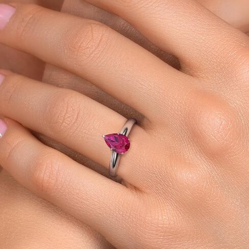 جوهرة ستون كينغ 10K الذهب الأبيض 8X5MM شكل الكمثرى الأحجار الكريمة جوهرة خاتم الخطوبة | خاتم وعد الذكرى السنوية للزفاف للنساء | متاح 5، 6، 7، 8، 9 in Saudi Arabia