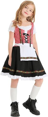 Bavarian Oktoberfest Costume Outfit Girls German Dirndl Beer Costume Dress Halloween German Maid Cosplay Dress Kids in Kuwait
