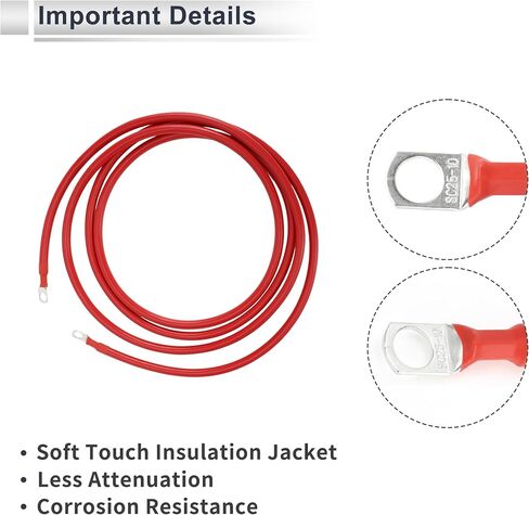 1 Pc Universal Battery Inverter Cable 3/8" Lug 1.5FT Battery Cable 4 AWG Gauge Black Tinned Copper in Kuwait