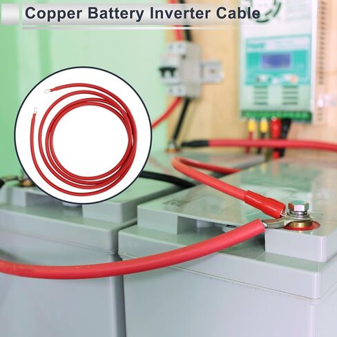 1 Pc Universal Battery Inverter Cable 3/8" Lug 1.5FT Battery Cable 4 AWG Gauge Black Tinned Copper in Kuwait