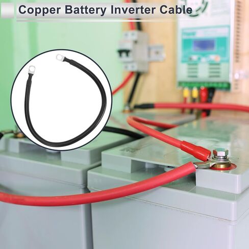 1 Pc Universal Battery Inverter Cable 3/8" Lug 1.5FT Battery Cable 4 AWG Gauge Black Tinned Copper in Kuwait