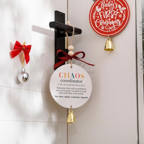 زخرفة الصداقة لعيد الميلاد، خشبية أتمنى لك أن تعيش زخرفة الباب المجاور، أفضل حلية صديق مع جرس أسود أحمر الجاموس الاختيار القوس، هدية عيد الميلاد الصداقة للنساء شقيقة الجيران in Kuwait