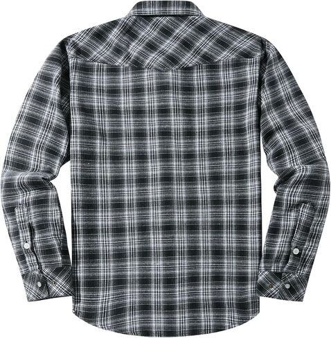 Flygo Men's Flannel Shirts Pearl Snap Long Sleeve Checkered Western Cowboy Brushed Plaid Regular Fit Shirt in Saudi Arabia