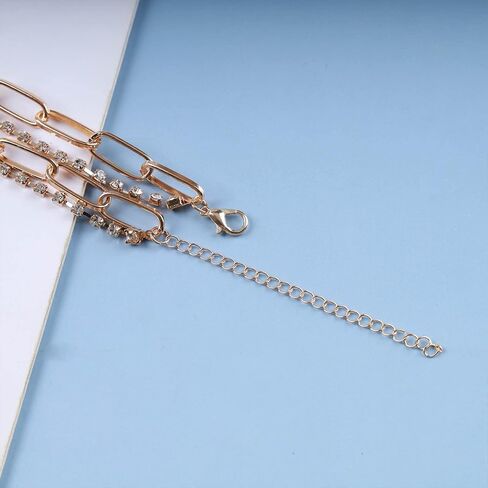 فاسق الطبقات دائرة كريستال المختنق قلادة الذهب حجر الراين سلسلة قلادة دائرة كبيرة قلادة قلادة مكتنزة مشبك ورق سلسلة قلادة روك بيان قلادة مجوهرات للنساء in Kuwait