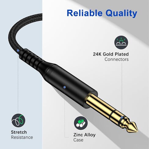 3.5mm to 1/4 Adapter Stereo Audio Cable for Guitar, Laptop, Home Theater Devices, Speaker, Mixer, Amplifiers, Recorders, Sound Cards, 1/8 to 1/4 6.35mm TRS Aux Male Jack Cord 6FT Headphone Adapter in Saudi Arabia
