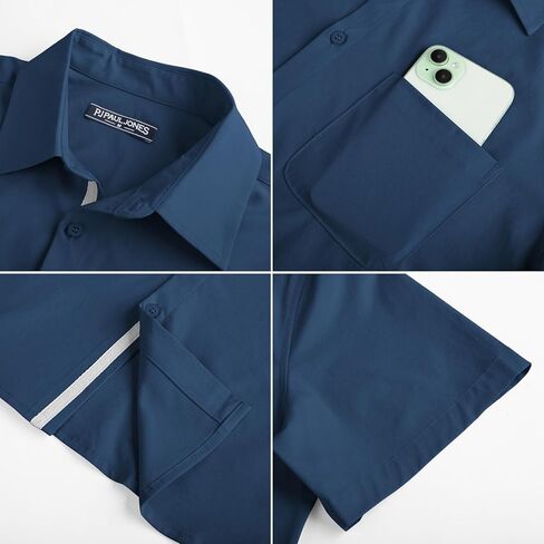 قمصان رجالية كاجوال من PJ PAUL JONES بأكمام قصيرة وأزرار سفلية قمصان صيفية خالية من التجاعيد مع جيب in Kuwait