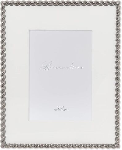 Lawrence Frames 4x4 Round Brushed Nickel Metal Picture Frame with Rope Design in Kuwait
