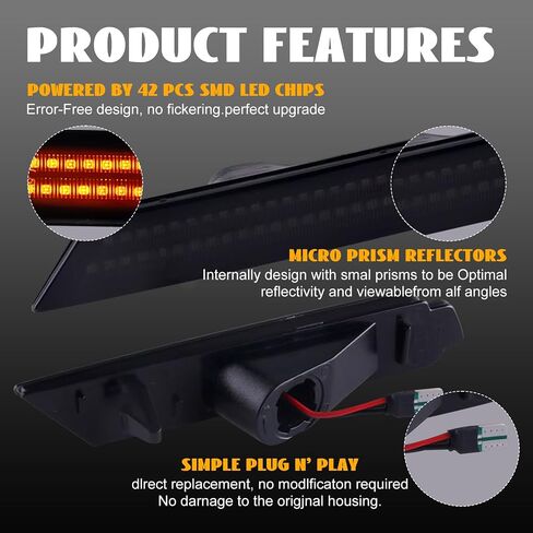 2PCS Amber LED Side Marker Lights Smoked Lens Front Bumper Sidemarker Lamps For 2010-2015 Chevy Camaro Sidemarker Lamps in Kuwait