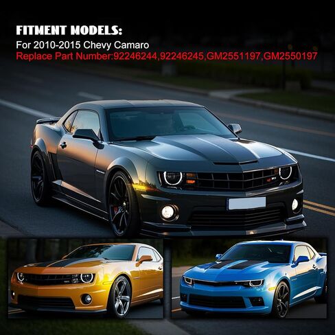 2PCS Amber LED Side Marker Lights Smoked Lens Front Bumper Sidemarker Lamps For 2010-2015 Chevy Camaro Sidemarker Lamps in Kuwait