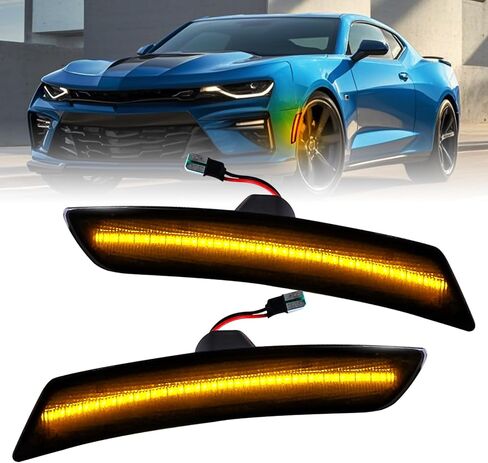 2PCS Amber LED Side Marker Lights Smoked Lens Front Bumper Sidemarker Lamps For 2010-2015 Chevy Camaro Sidemarker Lamps in Kuwait