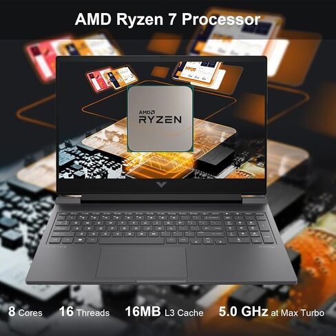 HP Newest Victus 16.1 Ryzen 7 RTX 4060 Gaming Laptop, 16.1" FHD 144Hz, AMD Ryzen 7 8845HS (Beats i7-1355U), NVIDIA GeForce RTX 4060, 16GB DDR5 RAM, 1TB SSD, RGB Backlit KB, Wi-Fi 6, Windows 11 Home in Saudi Arabia
