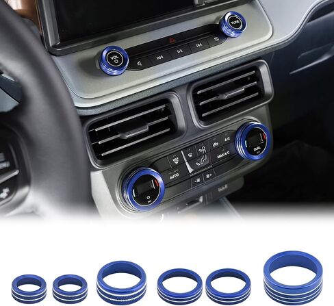 Air Conditioner Cover Trim for Ford Maverick 2022-2024 Aluminum Centre Console Volume Knob Button Circle Cover, Switch Button Ring Trim Cover Knob Protect Ring Accessories, 6 Pcs (Red) in Saudi Arabia