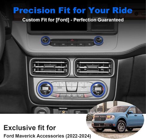 Air Conditioner Cover Trim for Ford Maverick 2022-2024 Aluminum Centre Console Volume Knob Button Circle Cover, Switch Button Ring Trim Cover Knob Protect Ring Accessories, 6 Pcs (Red) in Saudi Arabia