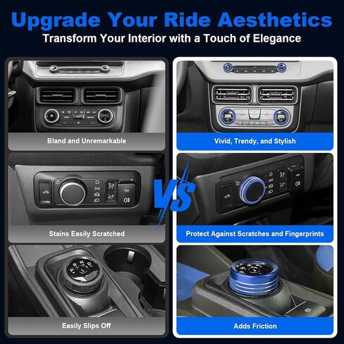 Air Conditioner Cover Trim for Ford Maverick 2022-2024 Aluminum Centre Console Volume Knob Button Circle Cover, Switch Button Ring Trim Cover Knob Protect Ring Accessories, 6 Pcs (Red) in Saudi Arabia