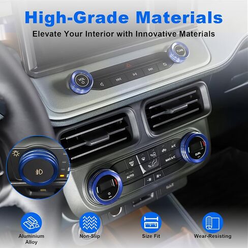 Air Conditioner Cover Trim for Ford Maverick 2022-2024 Aluminum Centre Console Volume Knob Button Circle Cover, Switch Button Ring Trim Cover Knob Protect Ring Accessories, 6 Pcs (Red) in Saudi Arabia