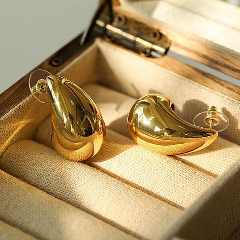 Teardrop Earrings Jewelry Dupes for Women Trendy,Lightweight Chunky 14K Real Gold Hoop Designer Earrings Set with Hypoallergenic 925 Sterling Silver Post in Kuwait