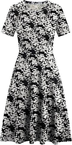 Women's Elegant Vintage Summer Casual Dresses 2024 Floral Print Work Party A-Line Dress with Pockets 262 in Kuwait