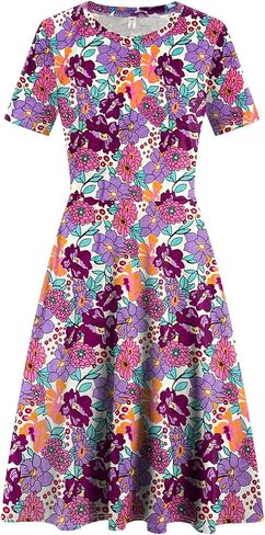 Women's Elegant Vintage Summer Casual Dresses 2024 Floral Print Work Party A-Line Dress with Pockets 262 in Kuwait