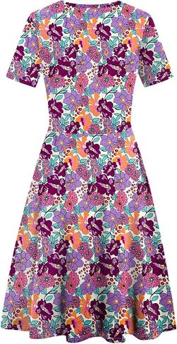 Women's Elegant Vintage Summer Casual Dresses 2024 Floral Print Work Party A-Line Dress with Pockets 262 in Kuwait
