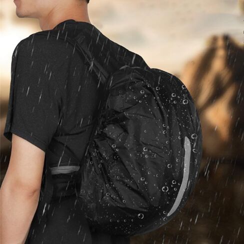 2Pcs Waterproof Rain Cover for Backpack, Reflective Rainproof Protector for Anti-dust and Anti-Theft for Outdoor, Cycling, Camping, Hiking, Black L (40-50L) in Saudi Arabia