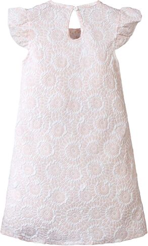 OYOANGLE Girl's Floral Jacquard Cap Sleeve Round Neck Dress Cute Tunic Knee Length Dress Casual Dress in Saudi Arabia