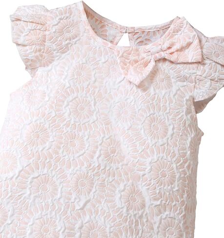 OYOANGLE Girl's Floral Jacquard Cap Sleeve Round Neck Dress Cute Tunic Knee Length Dress Casual Dress in Saudi Arabia