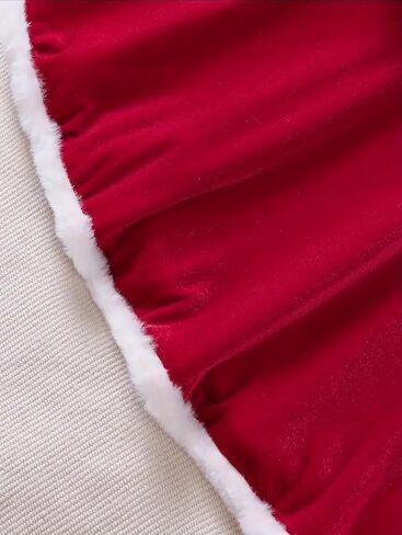 2 Piece Girls' Red Velvet Christmas Dress and Coat Set with White Fur Trim in Saudi Arabia