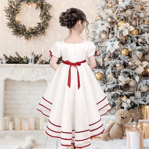 فستان بناتي من Sunny Fashion باللون الأبيض للهالوين بياقة مربعة وتنورة منفوخة in Kuwait