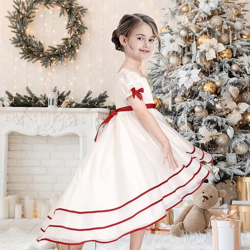 فستان بناتي من Sunny Fashion باللون الأبيض للهالوين بياقة مربعة وتنورة منفوخة in Kuwait