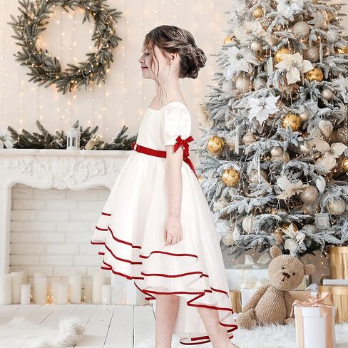 فستان بناتي من Sunny Fashion باللون الأبيض للهالوين بياقة مربعة وتنورة منفوخة in Kuwait