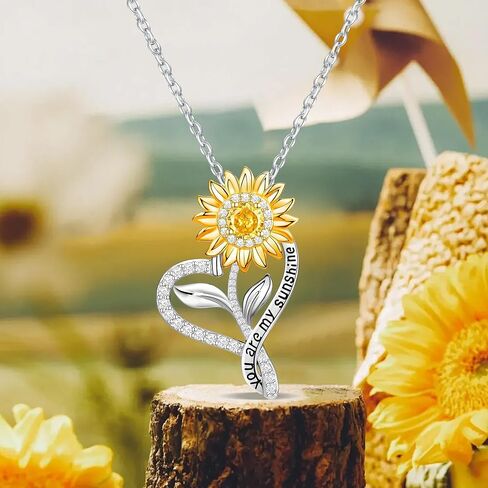 Sunflower Necklaces for Women Anniversary Birthday Gifts for Women Wife Gifts for Her You Are My Sunshine Necklace for Women Her Wedding Christmas Mother in Saudi Arabia