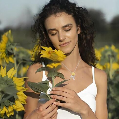 Sunflower Necklaces for Women Anniversary Birthday Gifts for Women Wife Gifts for Her You Are My Sunshine Necklace for Women Her Wedding Christmas Mother in Saudi Arabia