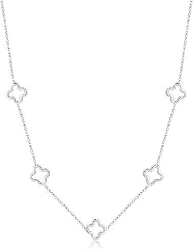 YADUDA Dainty Gold Silver Four Leaf Clover Necklace CZ Clover Pendant Station Necklaces for Women 18K Gold Plated Stainless Steel Lucky 4 Leaf Pendant Jewelry in Kuwait