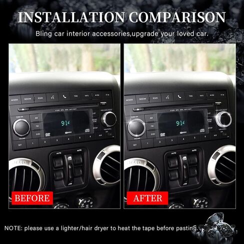 LECART Bling for Jeep Accessories Wrangler JK JKU 2018 2017 2016 2015 2014 2013 2012 2011 أغطية مقبض ضبط حجم الكريستال غطاء معدني 2 حزمة in Kuwait