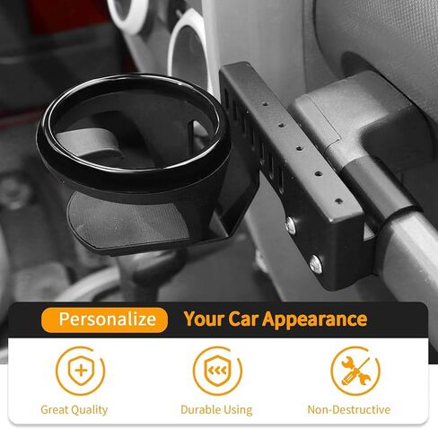 Hoolcar Passenger Grab Handle Cup Holder Co-pilot Grab Bar Water Cup Holder Compatible with Jeep Wrangler JK JKU 2007-2010, Interior Accessories, Black in Saudi Arabia