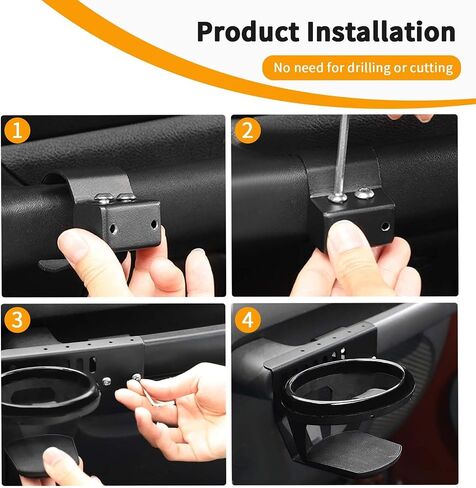 Hoolcar Passenger Grab Handle Cup Holder Co-pilot Grab Bar Water Cup Holder Compatible with Jeep Wrangler JK JKU 2007-2010, Interior Accessories, Black in Saudi Arabia