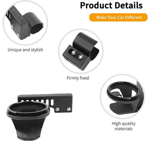 Hoolcar Passenger Grab Handle Cup Holder Co-pilot Grab Bar Water Cup Holder Compatible with Jeep Wrangler JK JKU 2007-2010, Interior Accessories, Black in Saudi Arabia