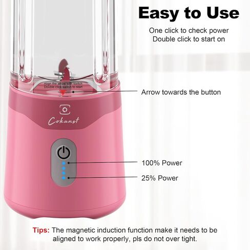 COKUNST Portable Blender for Smoothies, USB Rechargeable Personal Smoothie Shakes Blender, 16 OZ Mini Juicer Mixer with 6 Blades, Small Blender Cup with 2 Lids for Travel, Office, Gym, Kitchen Green in Saudi Arabia