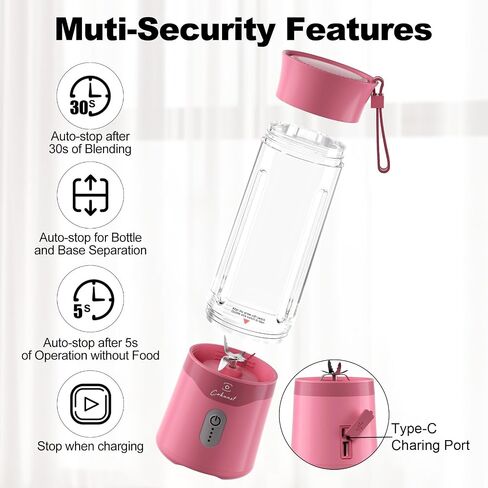 COKUNST Portable Blender for Smoothies, USB Rechargeable Personal Smoothie Shakes Blender, 16 OZ Mini Juicer Mixer with 6 Blades, Small Blender Cup with 2 Lids for Travel, Office, Gym, Kitchen Green in Saudi Arabia