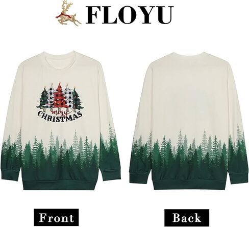 Women Merry Christmas Long Sleeve Shirts Plaid Leopard Christmas Tree Print Shirt Casual V Neck Raglan Sleeve Xmas Shirt in Saudi Arabia