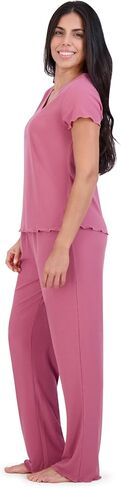 Aerosoles Women's Ribbed Henley Cozy Pjs 2 Piece Lounge Cotton Pajama Set in Saudi Arabia