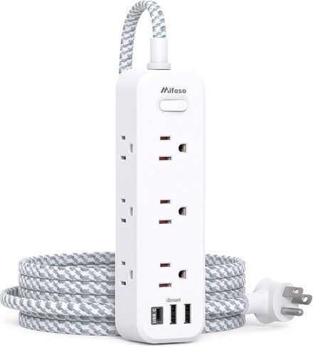 Surge Protector Power Strip, Braided Extension Cord with 9 AC Outlets 2 USB-A 1 USB-C Ports, 5ft Flat Plug Outlet Extension, 3 Sided Desktop Charging Station for Home,Office, Dorm, Travel, 900J in Saudi Arabia