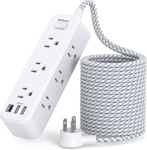 Surge Protector Power Strip, Braided Extension Cord with 9 AC Outlets 2 USB-A 1 USB-C Ports, 5ft Flat Plug Outlet Extension, 3 Sided Desktop Charging Station for Home,Office, Dorm, Travel, 900J in Saudi Arabia