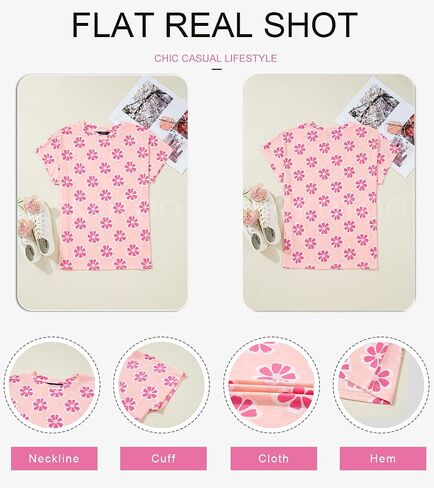 Dokotoo Womens Tops Crewneck Floral Print Short Sleeve Summer T Shirts for Women Casual Loose Fit Blouses in Saudi Arabia