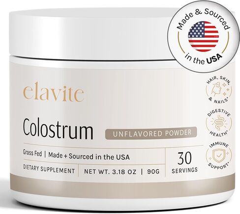Colostrum Powder (30 Servings) 100% Grass Fed Bovine Colostrum for Humans - Supplement for Healthy Hair, Skin & Nails - Chocolate Flavor - Made in USA in Saudi Arabia