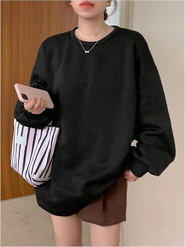 GORGLITTER Women's Bow Oversized Sweatshirt Long Sleeve Crewneck Tie Back Pullover Tops in Saudi Arabia