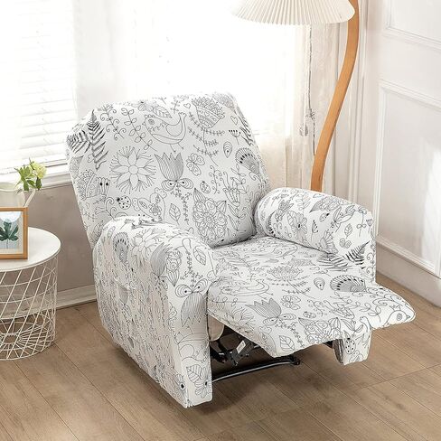 غطاء كرسي قابل للتمدد أغطية كرسي مطبوعة 4 قطع في مجموعة واحدة أغطية كرسي مع جيوب 1 مقعد مطبوع مجموعة Fallon غطاء منزلق واقي أثاث كرسي، قاعدة مرنة (زهرة برية، مجموعة واحدة) in Kuwait